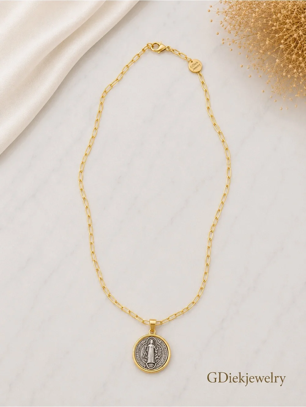 Goldfilled  San Benito Medallion Pendant Necklace